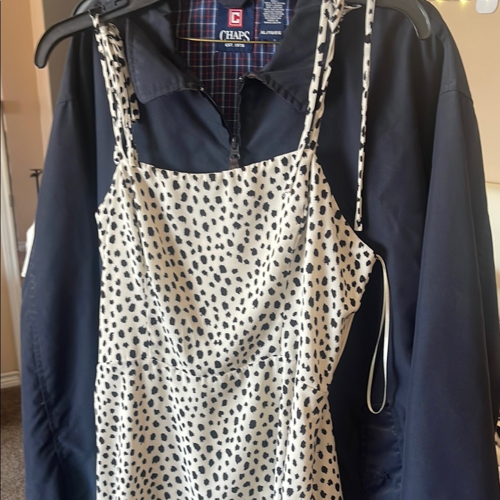 Chaps Black and White Spotted Dress